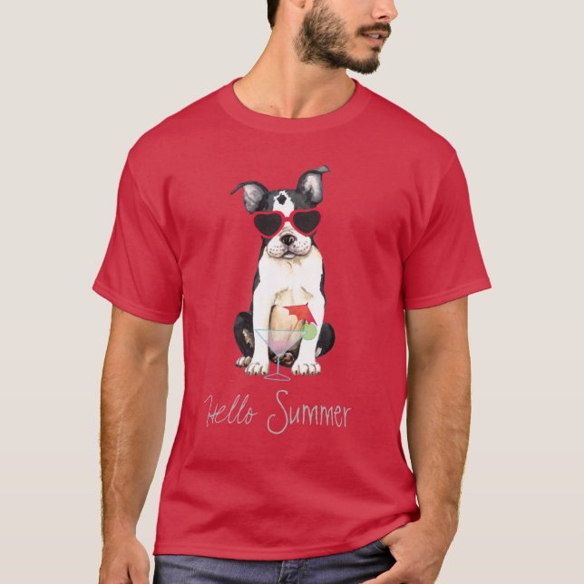 Camiseta Verão de Boston Terrier (Frente)