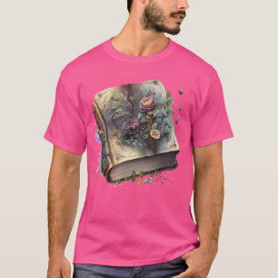 Camiseta Verão de Flor Silvestre Floral Livro Horror Divert