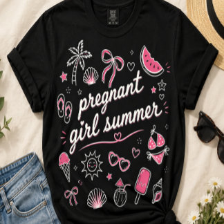 Camiseta Verão de Menina Grávida Anúncio de Gravidez Mamãe