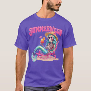 Camiseta Verão de Mermaid Beach Esqueleto de Verão Hallowee