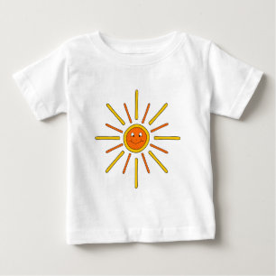 Camiseta Verão de sorriso Sun. Amarelo e laranja