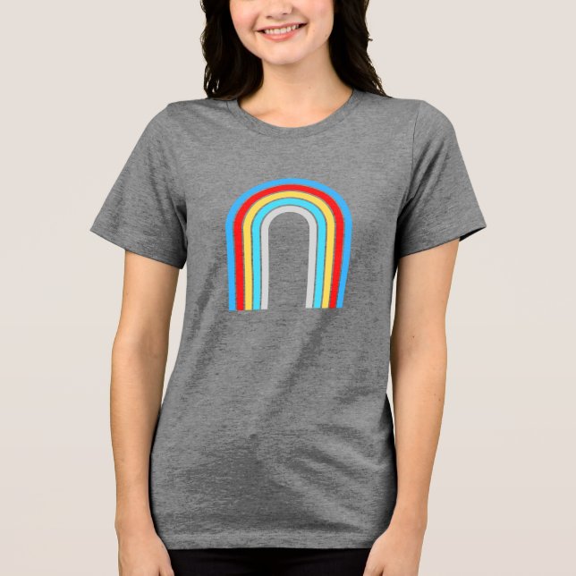 Camiseta Verão Feminino Elegante Boho Arco-Íris (Frente)