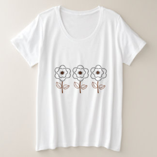 Camiseta Verão Feminino Tamanho Grande Minimalista Flor 