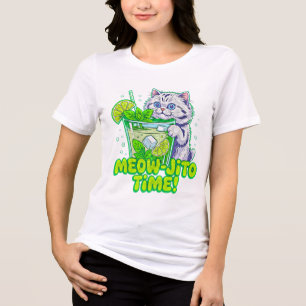 Camiseta Verão Gato Miaujito Time! Mulheres Coquetel Felino