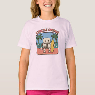Camiseta Verão Infinito de Surf Skeleton Retro Nostal Beach