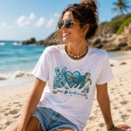 Camiseta Verão Paz, Amor e Tartarugas Marinhas
