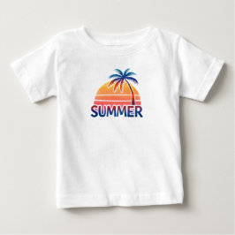 Camiseta Verão pôr do sol retrô palmeira