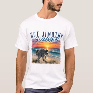 Camiseta Verão Quente Jimothy Raccoon Praia Vintage Engraça