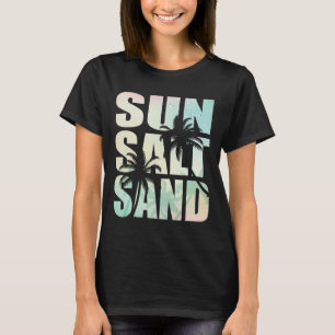 Camiseta Verão Retro Sol Sal Areia Praia Viagem de Meninas 