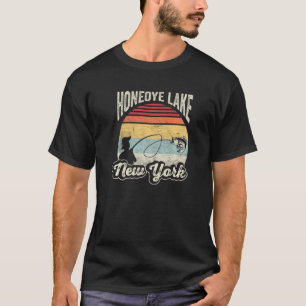 Camiseta Verão Retro Vintage Pesca Nova York Lago Honeoye