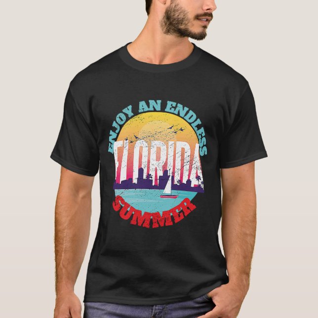 Camiseta Verão sem fim de Miami Beach Florida (Frente)