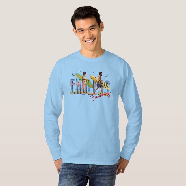 Camiseta Verão sem fim | Homens com palha longa (Frente Completa)