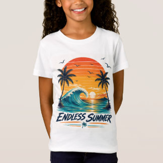 Camiseta Verão Sem Fim | Pôr do Sol Tropical Retrô na Praia