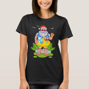 Camiseta Verão Tropical Divertido Papai Noel Havaiano Natal