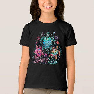 Camiseta Verão Vibrações Tartaruga Marinha Neon Colorido Oc