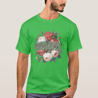 Camiseta Verda Floral Emblem com a família Birds Design