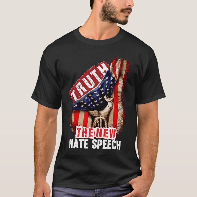 Camiseta Verdade O Novo Ódio Fala Correção Política EUA (Frente)