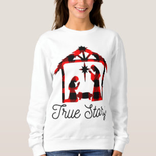 Camiseta Verdadeira História Natal Manger Cena de Natividad