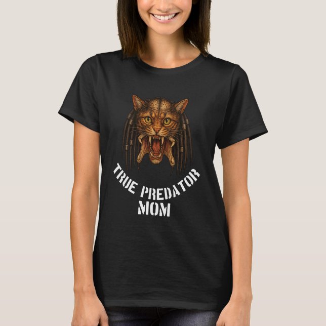 Camiseta Verdadeira Mãe Predadora Design Divertido para Ama (Frente)