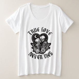 Camiseta Verdadeiro Amor Nunca Morre Casal de Esqueletos