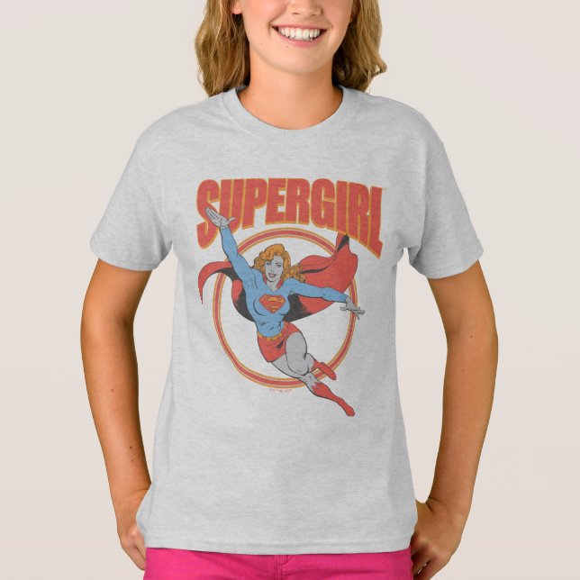 Camiseta Verdadeiro Gráfico Voador da Supermenina Vintage (Frente)