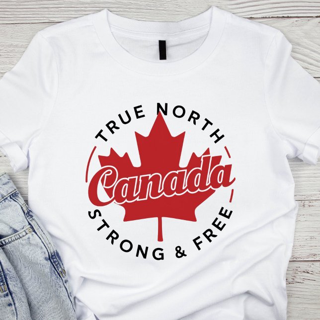 Camiseta Verdadeiro Norte Forte e Livre Canadá (Criador carregado)
