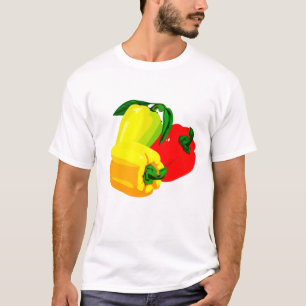 Camiseta Verde amarelo vermelho gráfico de três pimentas