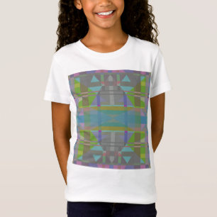 Camiseta Verde Azul Roxo Geométrico