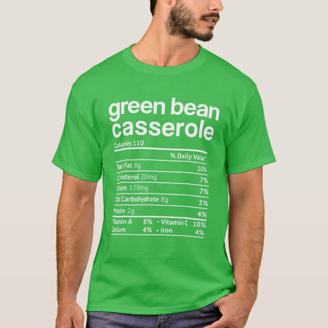 Camiseta Verde Bean Casserole Nutrição Fala Engraçado Graça (Frente)