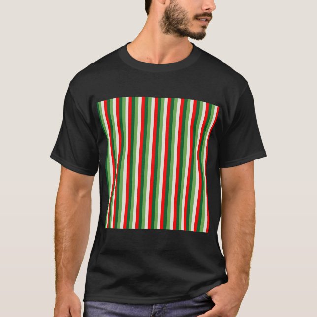 Camiseta Verde, Branco Estrela e Trevo Vermelho com Listras (Frente)