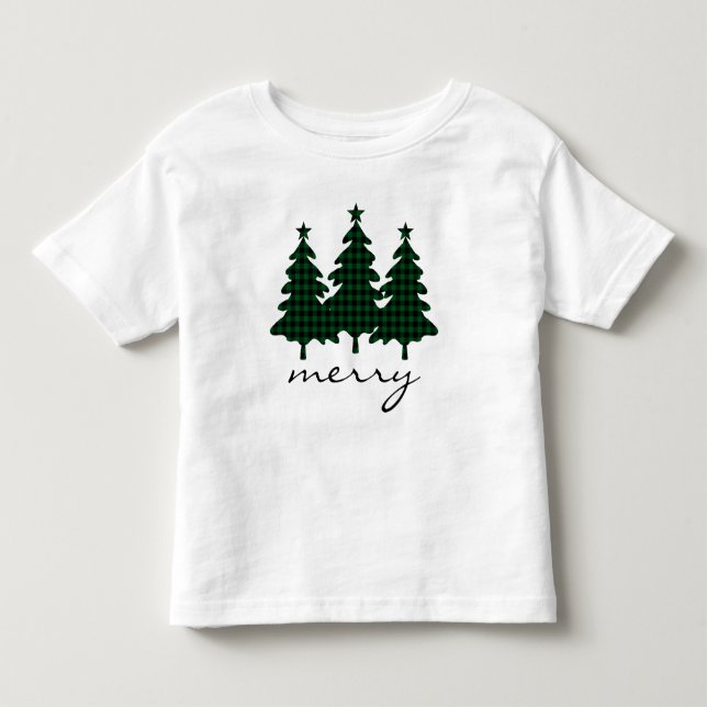 Camiseta Verde Búfalo Check Árvores de Pinheiro (Frente)