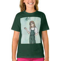 camiseta verde com design fofo