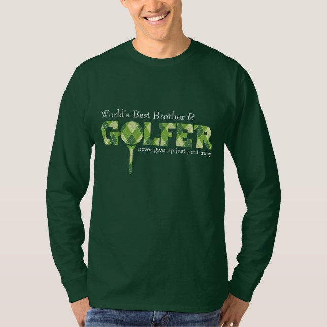 Camiseta verde com padrão argyle Brother Golfer te (Frente)
