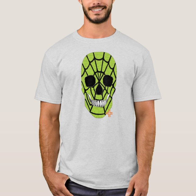 Camiseta verde da Web HANDSKULL básico B2 (Frente)