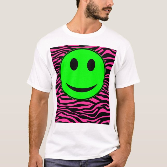 CAMISETA VERDE DA ZEBRA DO ROSA QUENTE (Frente)
