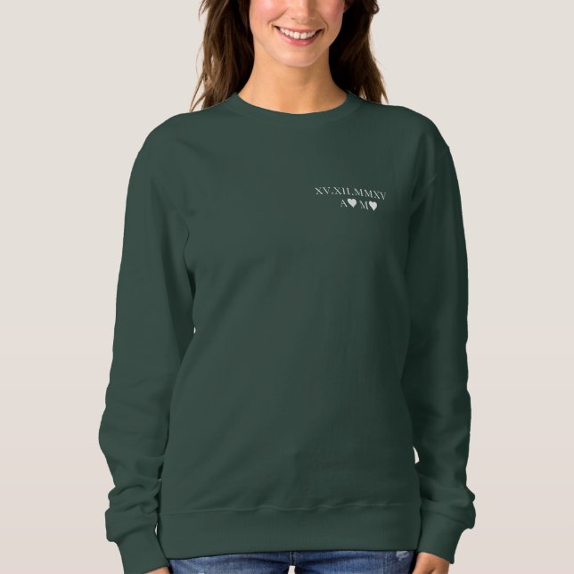 Camiseta Verde de Aniversário de Data Numérica Romana Perso (Frente)