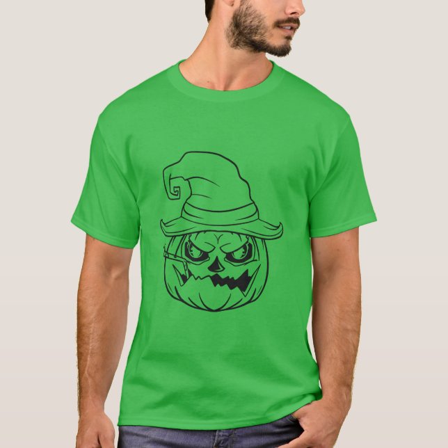 Camiseta verde de Halloween masculino (Frente)