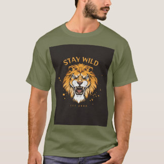 Camiseta verde de manga curta com tipografia Stay