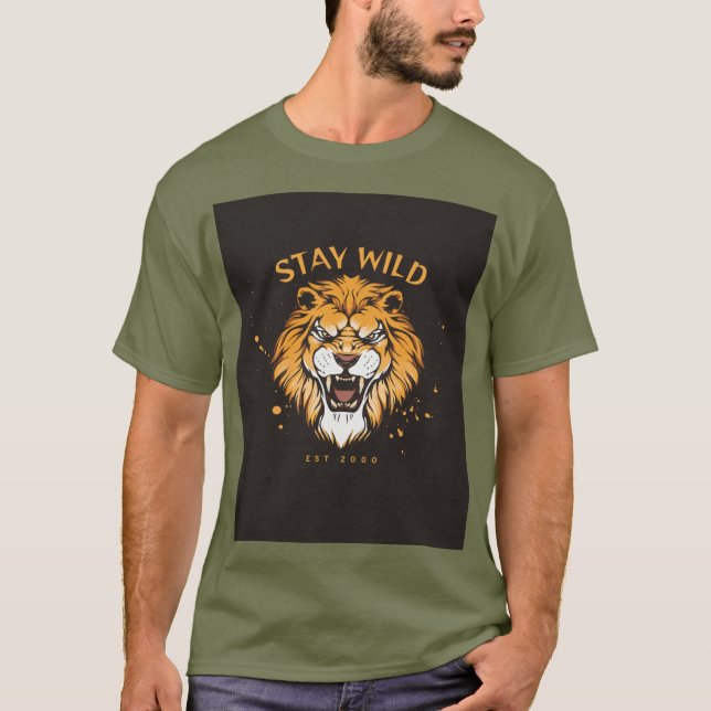 Camiseta verde de manga curta com tipografia Stay  (Frente)