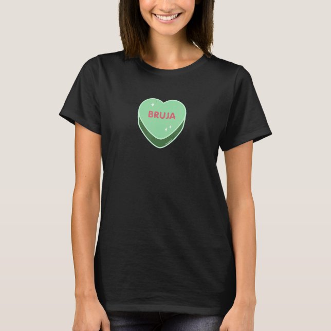 Camiseta Verde doce Bruja Dia de os namorados cardíaco Lati (Frente)