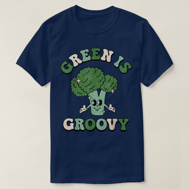 Camiseta Verde é Groovy Cute Broccoli Vibes (Frente do Design)