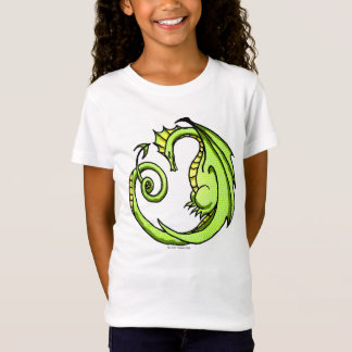 Camiseta verde-elegante da menina do dragão