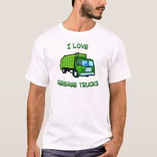 Camiseta verde eu amo caminhões de lixo