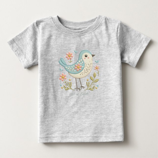Camiseta Verde Floral de Bebê Little Bird (Frente)