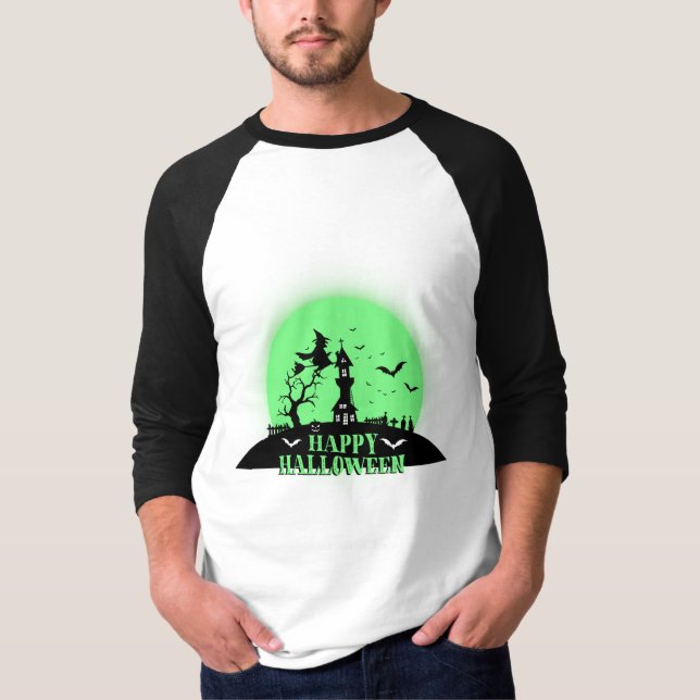 Camiseta Verde Homem do Dia das Bruxas (Frente)