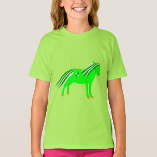 Camiseta Verde irlandês giro e Dourado Unicórnio