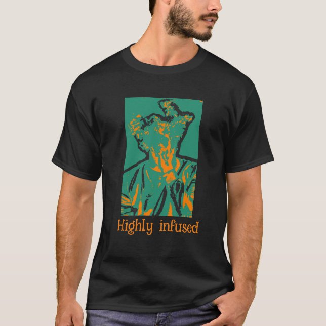 camiseta verde laranja altamente infundida (Frente)