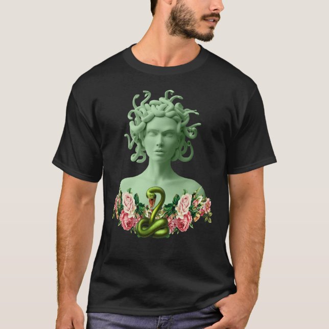 Camiseta Verde Medusa Gorgon Grego Mitologia Rosa (Frente)