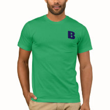 Camiseta Verde Moderna Monograma Azul Minimalista