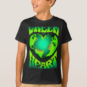 Camiseta Verde no Coração Eco Ambientalmente Amigável Retro